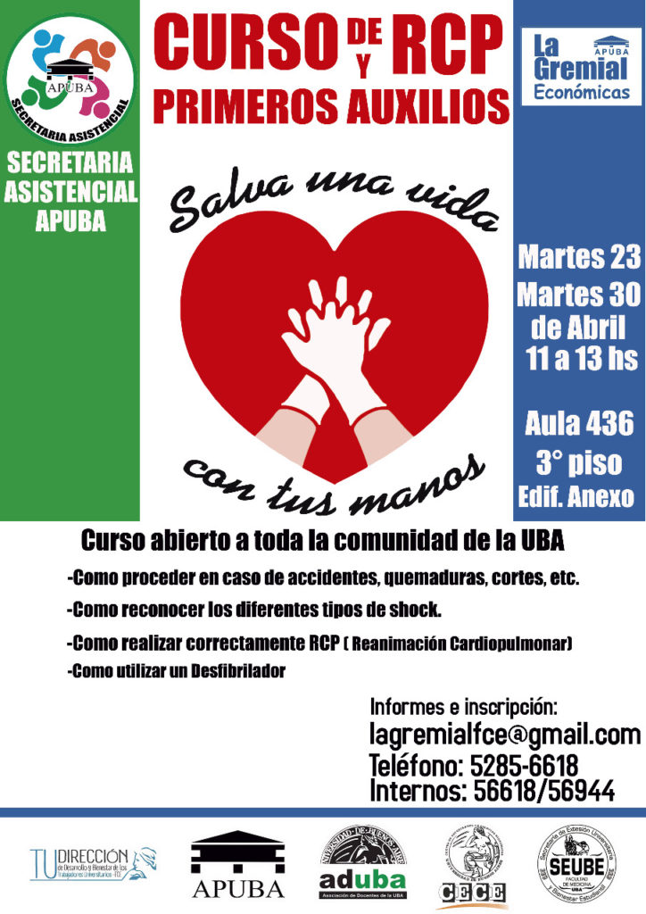 Curso de RCP y Primeros Auxilios abierto a toda la comunidad de la Universidad de Buenos Aires.