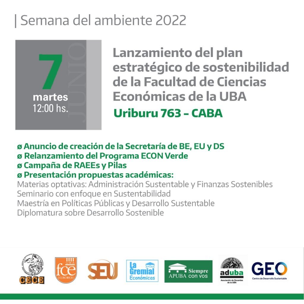 Lanzamiento del Plan Estratégico de Sostenibilidad de la Facultad de Ciencias Económicas de la UBA