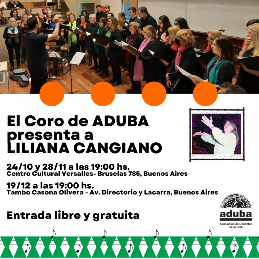 El coro de ADUBA presentará a Liliana Cangiano
